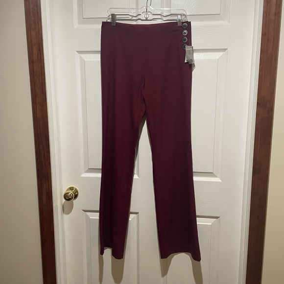 NWT Anthropologie Elevenses Burgundy The Brighten Wide Leg Pants - Picture 2 of 10